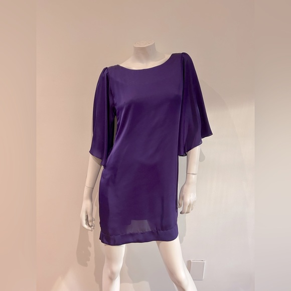 Purple dress 3/4 bell sleeve. Slinky material. - Picture 1 of 5